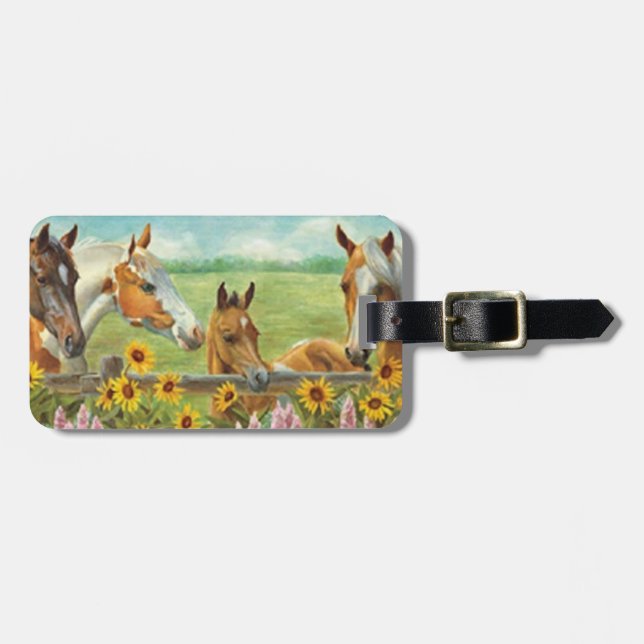 Anpassningsbar Horses Luggage Tag Bagagebricka (Horisontell Framsida)
