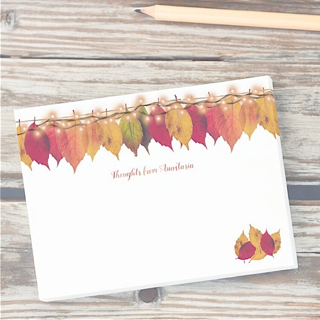 Anpassningsbar Hösten Säsong Löv Gräns Firefly Lju Post-it Block (fall leaf designed 4" x 3" note pad)