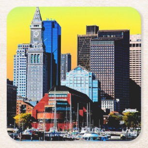 Anpassningsbar House Boston USA Poster Card Magnet Underlägg Papper Kvadrat