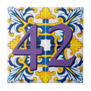 Anpassningsbar House Number Blommigt Sicilian Cera Kakelplatta