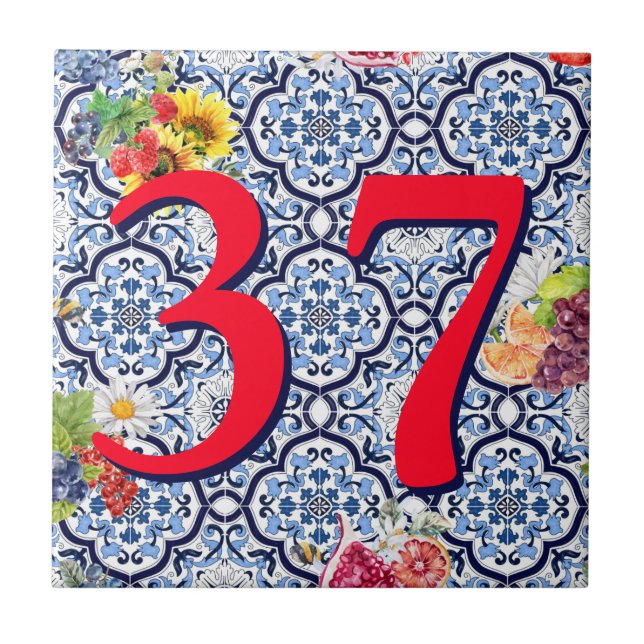 Anpassningsbar House Number Blommigt Sicilian Frui Kakelplatta (Framsidan)