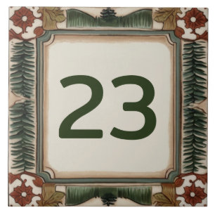 Anpassningsbar House Number Sign Plaque Forest Woo Kakelplatta