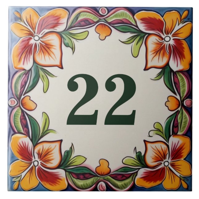 Anpassningsbar House Number Sign Plate Hawaiian Fl Kakelplatta (Framsidan)
