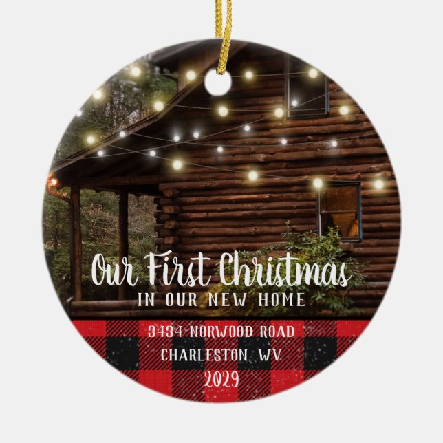 Anpassningsbar House Photo First Julafton New Home Julgransprydnad Keramik (Framsidan)