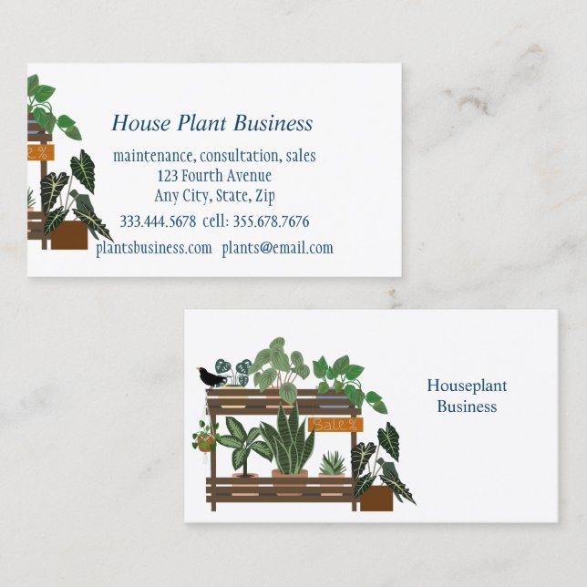 Anpassningsbar House Plant Business Visitkort (Fram/baksida)