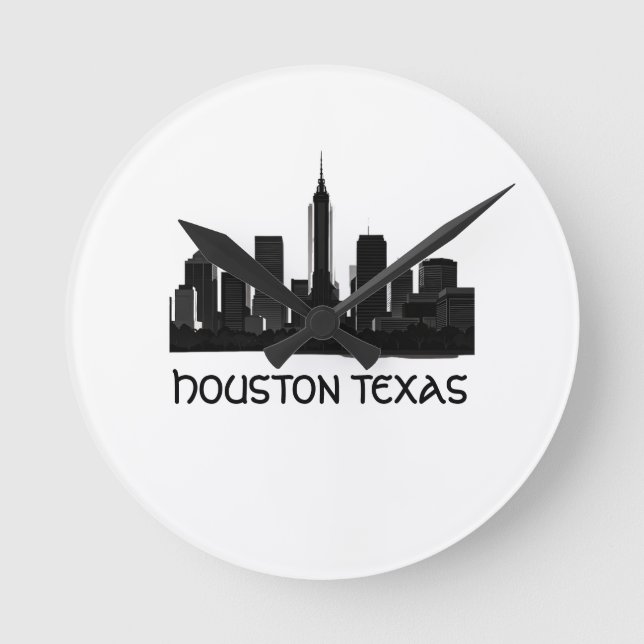 Anpassningsbar Houston Texas Skyline Rund Klocka (Framsida)