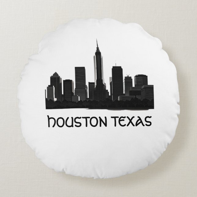 Anpassningsbar Houston Texas Skyline Rund Kudde (Framsidan)