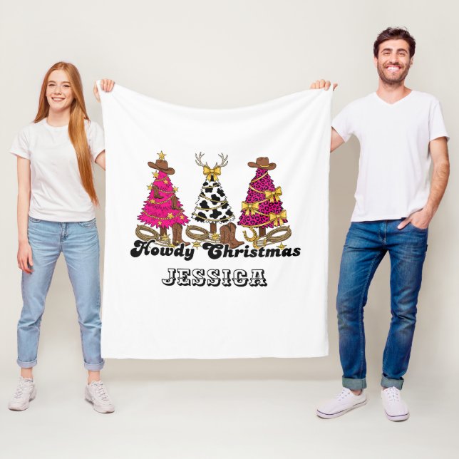 Anpassningsbar Howdy jul Blanket Fleecefilt (På plats)