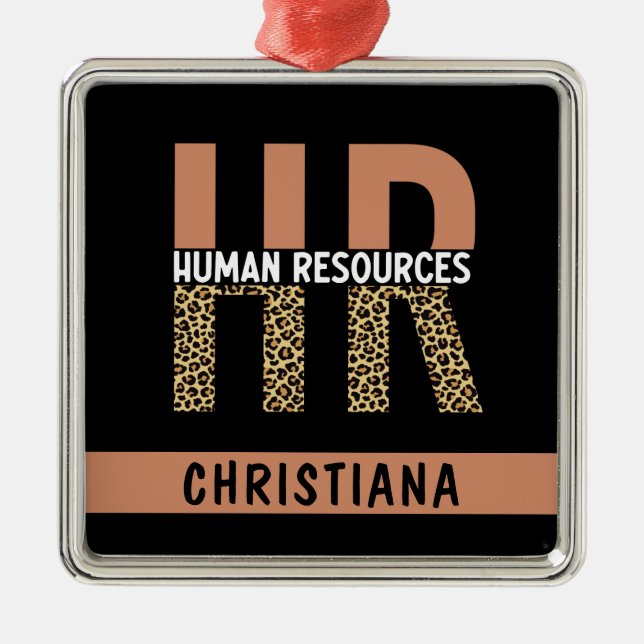 Anpassningsbar HR Human Resources Leopard Print HR Julgransprydnad Metall (Framsidan)