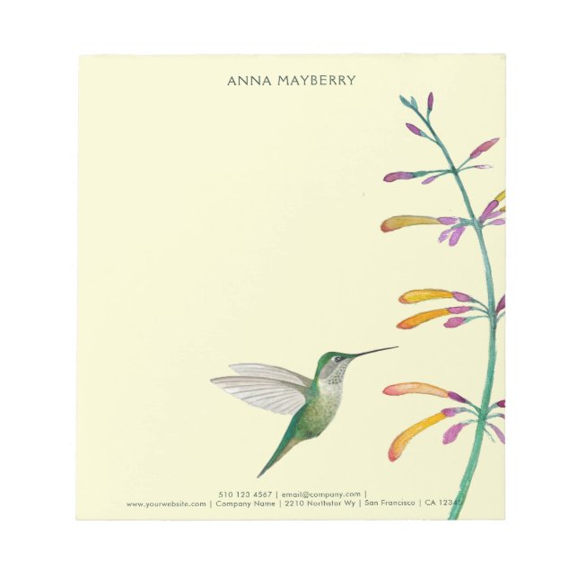 Anpassningsbar Hummingbird Anteckningsblock (Framsida)
