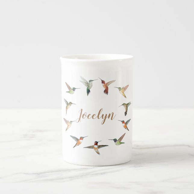 Anpassningsbar Hummingbird Benporslin Mugg (Framsidan)