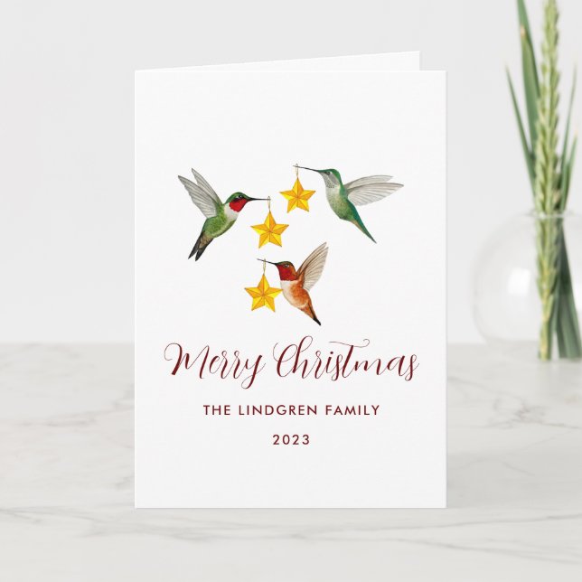 Anpassningsbar Hummingbird God jul Helgkort (Framsida)