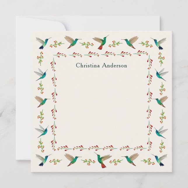Anpassningsbar Hummingbird Gräns Anteckningskort (Framsida)