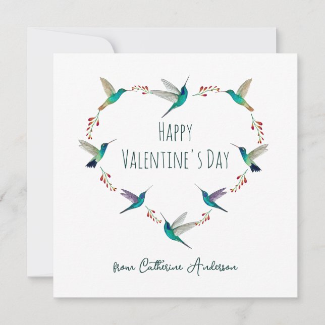 Anpassningsbar Hummingbird Heart Julkort (Framsida)