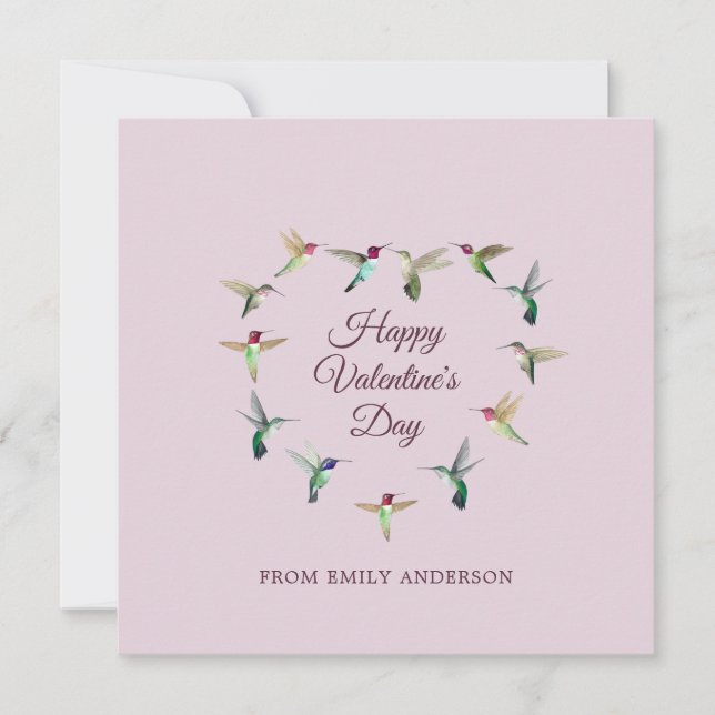 Anpassningsbar Hummingbird Heart Valentine Day Car Kort (Framsida)