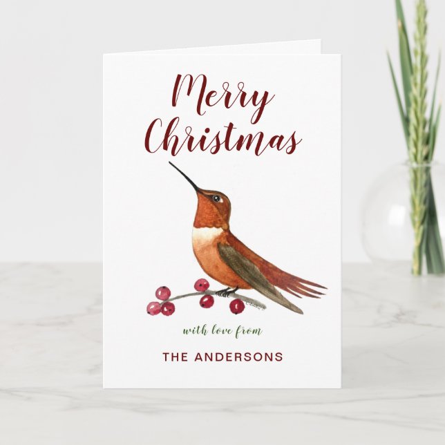 Anpassningsbar Hummingbird Helgdag Card Helgkort (Framsida)