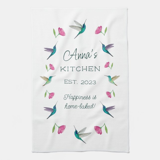 Anpassningsbar Hummingbird Kitchen Towel Kökshandduk (Vertikal)