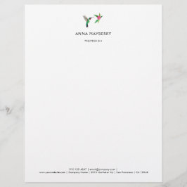 Anpassningsbar Hummingbird Letterhead Brevhuvud