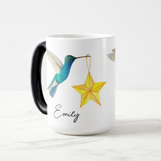 Anpassningsbar Hummingbird och Stars Two-Tone Coff Magisk Mugg (Framsida vänster)
