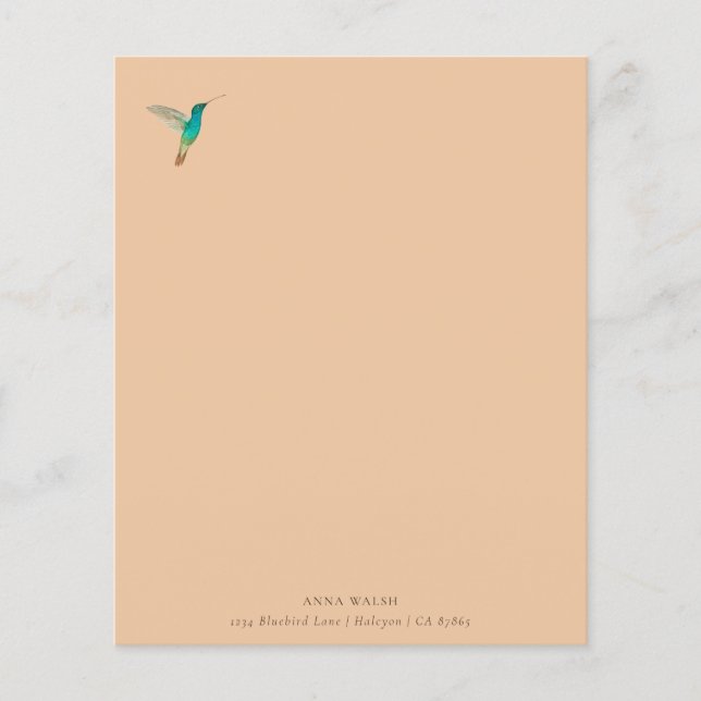 Anpassningsbar Hummingbird Stationery Papper (Framsida)