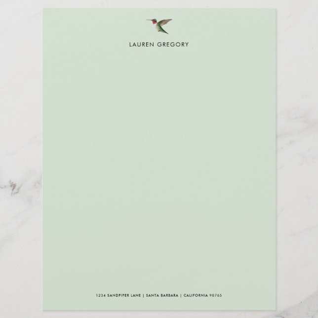 Anpassningsbar Hummingbird Stationery Papper (Framsida)