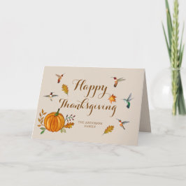 Anpassningsbar Hummingbird Thanksgiving Card Kort