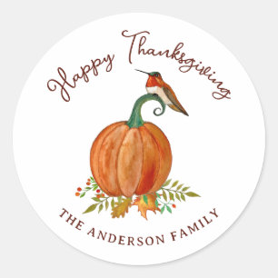 Anpassningsbar Hummingbird Thanksgiving Runt Klistermärke