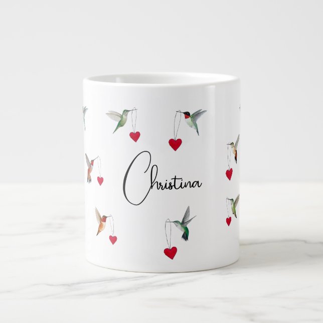 Anpassningsbar Hummingbird Valentine Day Jumbo Mugg (Framsidan)