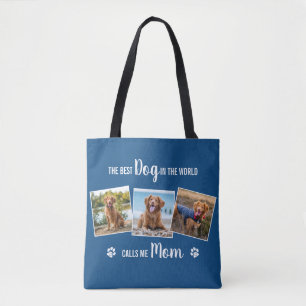 Anpassningsbar Hund Blue Photo Collage Tygkasse