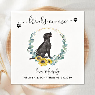 Anpassningsbar Hund Bröllop drinkar på mig Svart l Pappersservett