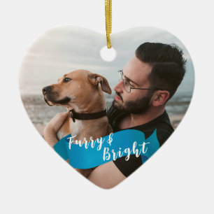 Anpassningsbar Hund Cat Photo Lycklig Pawlidays Bl Julgransprydnad Keramik