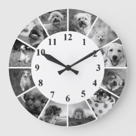 Anpassningsbar Hund Clock B+W-Anpassningsbar Fotok Stor Klocka