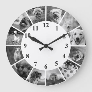 Anpassningsbar Hund Clock B+W-Anpassningsbar Fotok Stor Klocka
