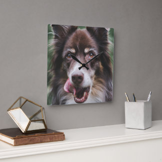 Anpassningsbar Hund Clock, Personlig Pet Clock Fyrkantig Klocka