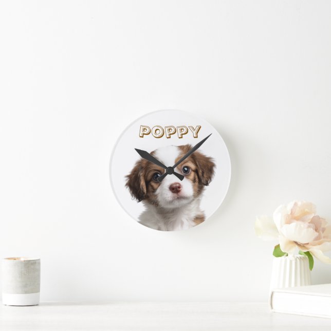 Anpassningsbar-Hund-foto och väggklocka i Namn (Hem)