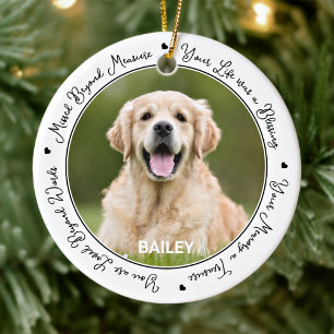 Anpassningsbar Hund Fotominne Dikt Pet Memorial Julgransprydnad Keramik
