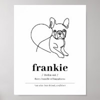 Anpassningsbar Hund Fransk Bulldog Line Art Poster