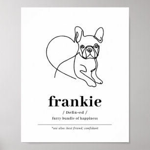 Anpassningsbar Hund Fransk Bulldog Line Art Poster