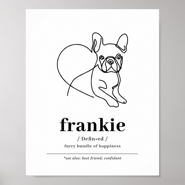 Anpassningsbar Hund Fransk Bulldog Line Art Poster (Framsidan)