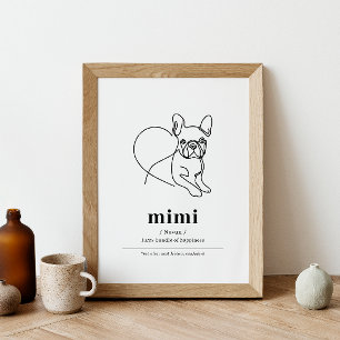 Anpassningsbar Hund Fransk Bulldog Line Art Poster