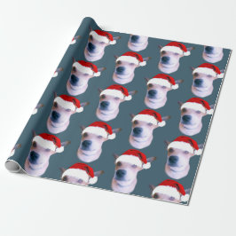 Anpassningsbar Hund Julfoto Dusty Blue Presentpapper