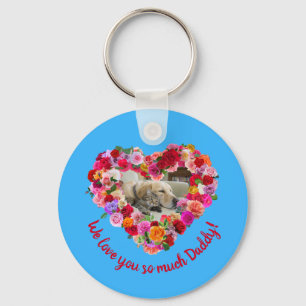Anpassningsbar Hund, katt, Pet Photo Fars dag Ro H Nyckelring