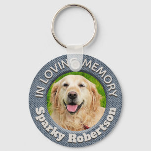 Anpassningsbar Hund Memorial Blue Jean Background Nyckelring