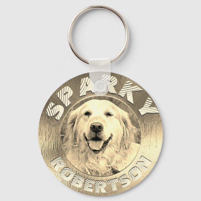 Anpassningsbar Hund Memorial Guld Nyckelring (Framsida)