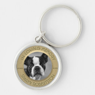 Anpassningsbar Hund Memorial Rund Silverfärgad Nyckelring