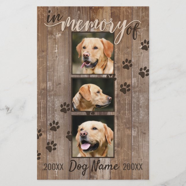 Anpassningsbar Hund Memorial Rustic Wood-meddeland (Framsida)