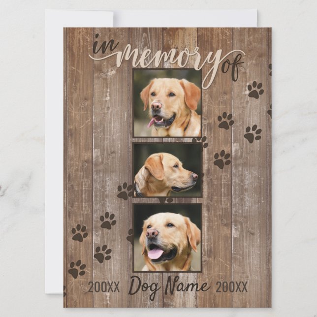 Anpassningsbar Hund Memorial Rustic Wood Rainbow C (Framsida)