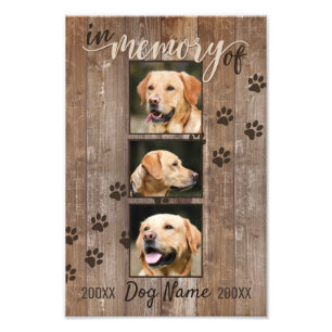Anpassningsbar Hund Memorial Rustic Wood-synlighet Fototryck