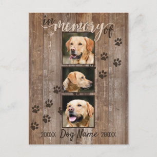 Anpassningsbar Hund Memorial Rustic Wood-synsympat Vykort