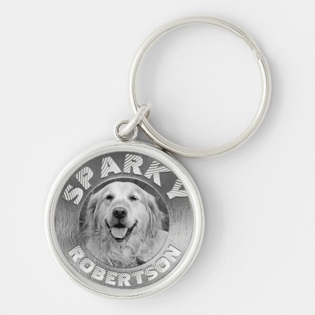 Anpassningsbar Hund Memorial Silver Rund Silverfärgad Nyckelring (Framsidan)